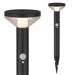 Lampa solarna LED z czujnikiem Maclean MCE465 B, czarna, IP44, 3 tryby świecenia, bateria Li-ion 18650 3,7V 1200 mAh, wbijana Maclean