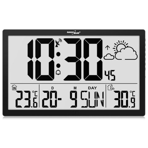 Zegar ścienny LCD bardzo duży GreenBlue GB218 temperatura, data Greenblue Zegar ścienny LCD bardzo duży GreenBlue GB218 temperatura, data Greenblue