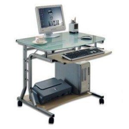 Biurko komputerowe Techly 800x600 szklane z półką Techly
