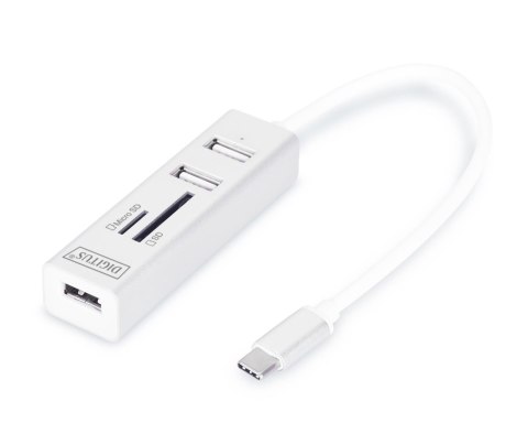 HUB/Koncentrator DIGITUS 3-portowy OTG USB Typ C czytnik kart SD/Micro SD USB 2.0 Digitus HUB/Koncentrator DIGITUS 3-portowy OTG USB Typ C czytnik kart SD/Micro SD USB 2.0 Digitus
