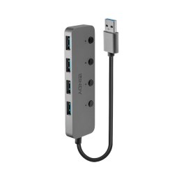 Hub USB 3.0 LINDY 3 Ports, RJ-45 Gigabit Ethernet, czarny LINDY