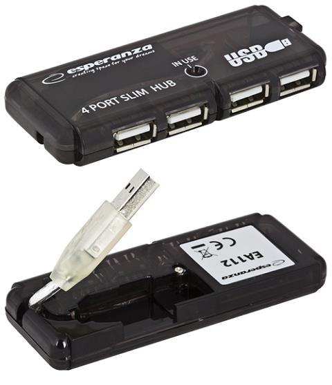 Hub USB Esperanza EA112 4xUSB 2.0 czarny ESPERANZA Hub USB Esperanza EA112 4xUSB 2.0 czarny ESPERANZA