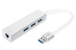 Hub/Koncentrator 3-portowy DIGITUS USB 3.0 SuperSpeed z Gigabit LAN adapter Digitus