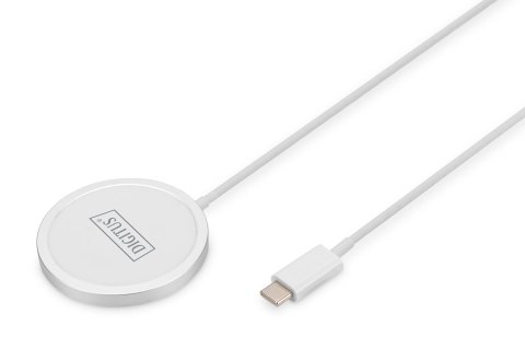 Ładowarka bezprzewodowa DIGITUS indukcyjna 15W MagSafe 1m USB-C biała Digitus Ładowarka bezprzewodowa DIGITUS indukcyjna 15W MagSafe 1m USB-C biała Digitus