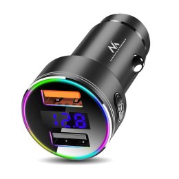 Ładowarka samochodowa Maclean, z wyświetlaczem, aluminiowa, voltomierz, USB 1x QC 3.0, USB 1x 5V/2.4A, RGB LED, MCE375 Maclean
