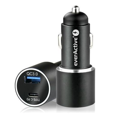 Ładowarka samochodowa everActive CC-20Q z gniazdem USB QC3.0 oraz USB-C PD 36W Everactive Ładowarka samochodowa everActive CC-20Q z gniazdem USB QC3.0 oraz USB-C PD 36W Everactive