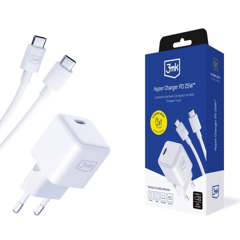Ładowarka sieciowa 3mk Hyper Charger PD 25W + kabel C-C 3mk Protection Ładowarka sieciowa 3mk Hyper Charger PD 25W + kabel C-C 3mk Protection