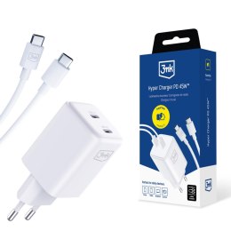 Ładowarka sieciowa 3mk Hyper Charger PD 45W+USB Cable C to C White 3mk Protection
