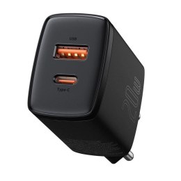 Ładowarka sieciowa Baseus Compact 20W szybka, z gniazdem USB QC3.0 oraz USB-C PD 3.0 Baseus
