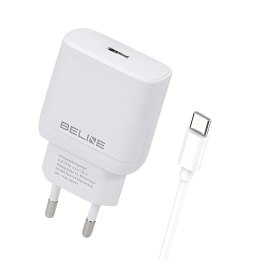 Ładowarka sieciowa Beline 25W 1xUSB-C GaN PD 3.0+kabel USB-C - biała Beline