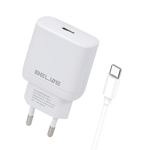 Ładowarka sieciowa Beline 25W 1xUSB-C GaN PD 3.0+kabel USB-C - biała Beline Ładowarka sieciowa Beline 25W 1xUSB-C GaN PD 3.0+kabel USB-C - biała Beline