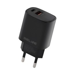 Ładowarka sieciowa Beline 30W 1xUSB-C + 1xUSB GaN PD 3.0 QC 3.0 bez kabla - czarna Beline