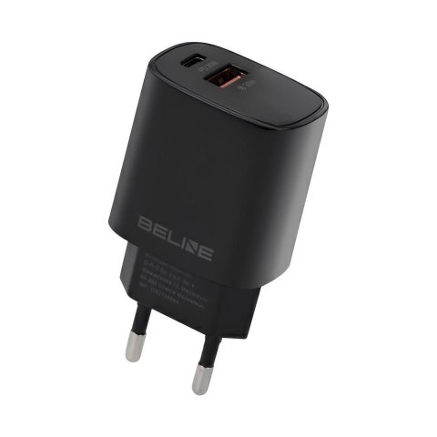 Ładowarka sieciowa Beline 30W 1xUSB-C + 1xUSB GaN PD 3.0 QC 3.0 bez kabla - czarna Beline Ładowarka sieciowa Beline 30W 1xUSB-C + 1xUSB GaN PD 3.0 QC 3.0 bez kabla - czarna Beline