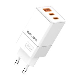 Ładowarka sieciowa Beline 65W GaN 2xUSB-C PD 3.0 + 1xUSB-A QC 3.0 bez kabla - biała Beline