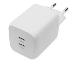 Ładowarka sieciowa DIGITUS zasilacz GaN 2x USB-C PD 3.0 max. 65W biała Digitus