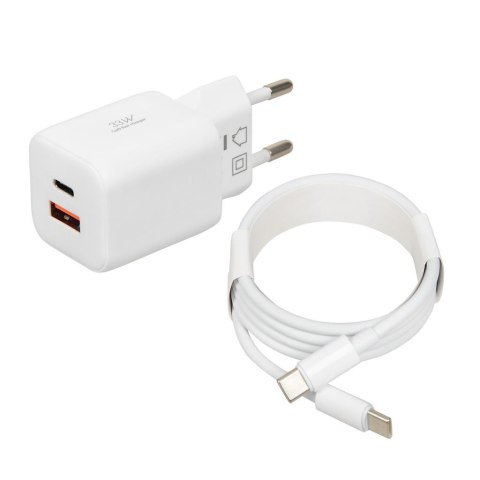 Ładowarka sieciowa iBOX C-42 USB A+C 33W kabel USB-C do USB-C biała IBOX Ładowarka sieciowa iBOX C-42 USB A+C 33W kabel USB-C do USB-C biała IBOX