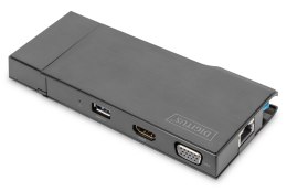 Stacja dokująca DIGITUS USB Typ A 7-portów, 4K 30Hz, HDMI, VGA, 2x USB 3.0, SD microSD, RJ45 Digitus