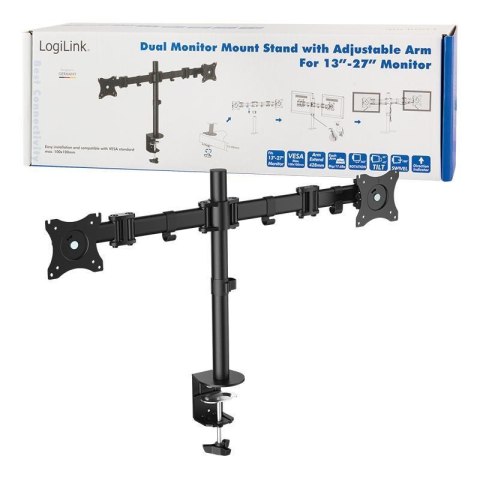 Uchwyt LogiLink do monitora podwójny LCD/LED VESA 100x100, 13-27" LogiLink Uchwyt LogiLink do monitora podwójny LCD/LED VESA 100x100, 13-27" LogiLink