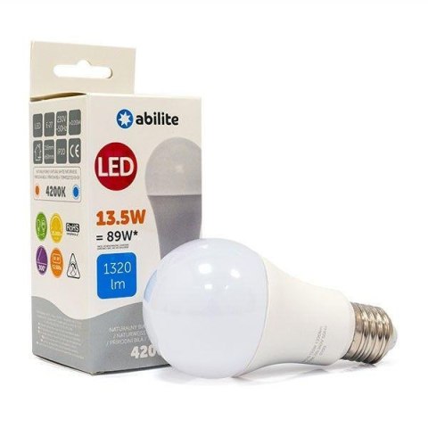 Żarówka LED Abilite klasyczna mleczna b.neutralna E27 13,5W/230V 1320lm A60 Abilite Żarówka LED Abilite klasyczna mleczna b.neutralna E27 13,5W/230V 1320lm A60 Abilite