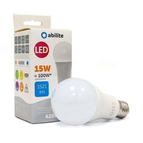 Żarówka LED Abilite klasyczna mleczna b.neutralna E27 15W/230V 1521lm A65 Abilite Żarówka LED Abilite klasyczna mleczna b.neutralna E27 15W/230V 1521lm A65 Abilite
