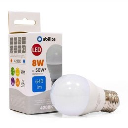 Żarówka LED Abilite kulka mleczna b.neutralna E27 8W/230V 640lm G45 Abilite