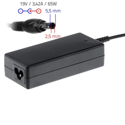 Zasilacz sieciowy Akyga AK-ND-01 do notebooka 19V/3,42A 65W 5.5x2.5 mm AKYGA Zasilacz sieciowy Akyga AK-ND-01 do notebooka 19V/3,42A 65W 5.5x2.5 mm AKYGA