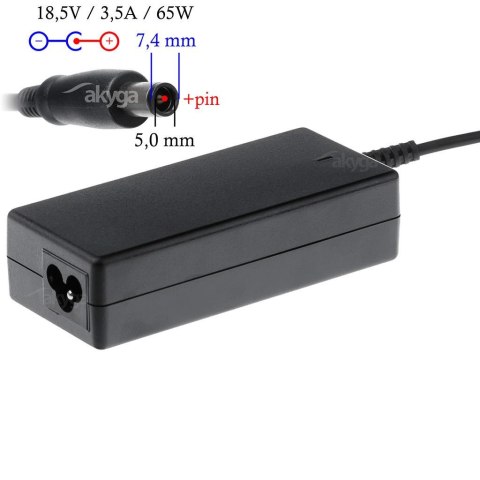 Zasilacz sieciowy Akyga AK-ND-03 do notebooka 18,5V/3,5A 65W 7,4x5,0mm + pin AKYGA Zasilacz sieciowy Akyga AK-ND-03 do notebooka 18,5V/3,5A 65W 7,4x5,0mm + pin AKYGA