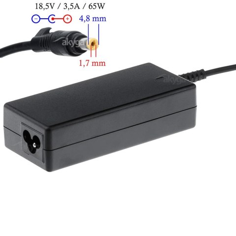 Zasilacz sieciowy Akyga AK-ND-09 do notebooka 18,5V/3,54A 65W 4.8x1.7 mm AKYGA Zasilacz sieciowy Akyga AK-ND-09 do notebooka 18,5V/3,54A 65W 4.8x1.7 mm AKYGA