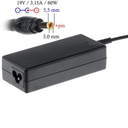 Zasilacz sieciowy Akyga AK-ND-13 do notebooka 19V/3,16A 60W 5.5x3.0mm + pin AKYGA