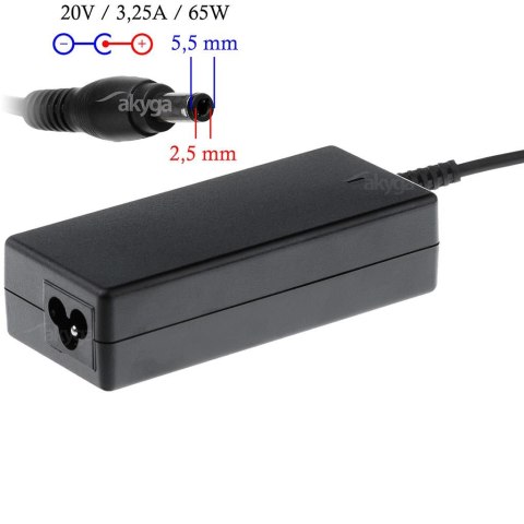 Zasilacz sieciowy Akyga AK-ND-17 do notebooka 20V/3,25A 65W 5.5x2.5 mm AKYGA Zasilacz sieciowy Akyga AK-ND-17 do notebooka 20V/3,25A 65W 5.5x2.5 mm AKYGA