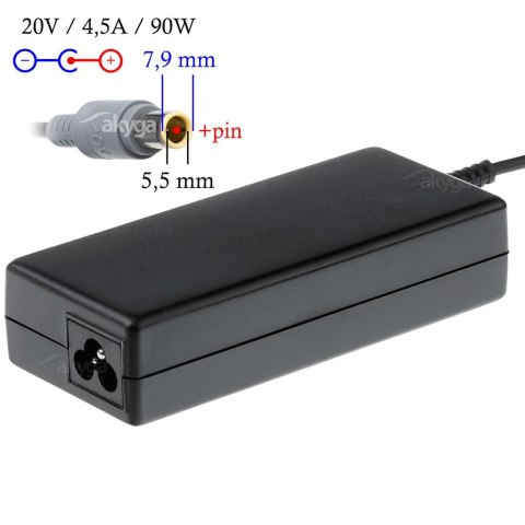 Zasilacz sieciowy Akyga AK-ND-18 do notebooka 20V/4,5A 90W 7,9x5,5mm + pin AKYGA Zasilacz sieciowy Akyga AK-ND-18 do notebooka 20V/4,5A 90W 7,9x5,5mm + pin AKYGA