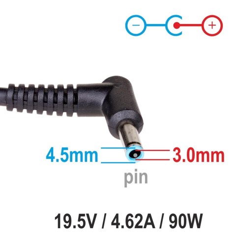 Zasilacz sieciowy Akyga AK-ND-53 do notebooka 19,5V/4,62A 90W 4.5x3.0mm + pin AKYGA Zasilacz sieciowy Akyga AK-ND-53 do notebooka 19,5V/4,62A 90W 4.5x3.0mm + pin AKYGA