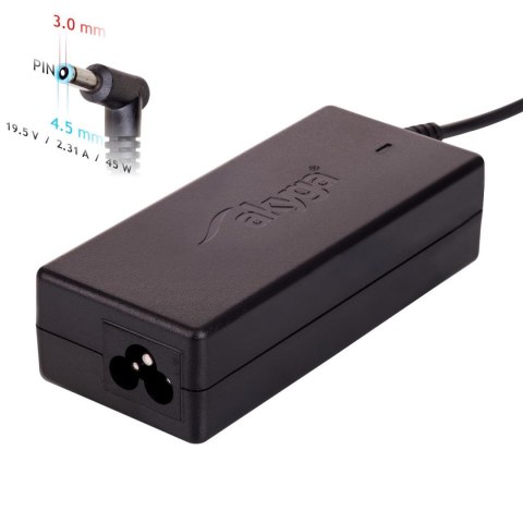 Zasilacz sieciowy Akyga AK-ND-69 do notebooka 19,5V/2,31A 45W 4.5x3.0mm + pin AKYGA