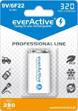 Akumulatorek 6F22/9V everActive Professional Line 320 mAh 1 sztuka Everactive
