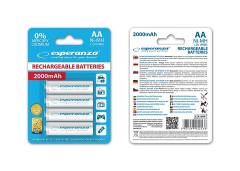 Akumulatorki AA Esperanza 2000mAh 4szt. białe ESPERANZA Akumulatorki AA Esperanza 2000mAh 4szt. białe ESPERANZA