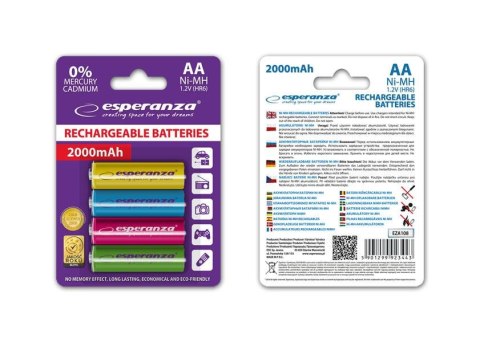 Akumulatorki AA Esperanza 2000mAh 4szt. mix kolorów ESPERANZA