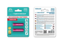 Akumulatorki AAA Esperanza 1000mAh 2szt. czerwone ESPERANZA