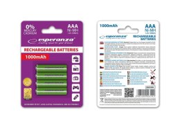 Akumulatorki AAA Esperanza 1000mAh 4szt. zielone ESPERANZA