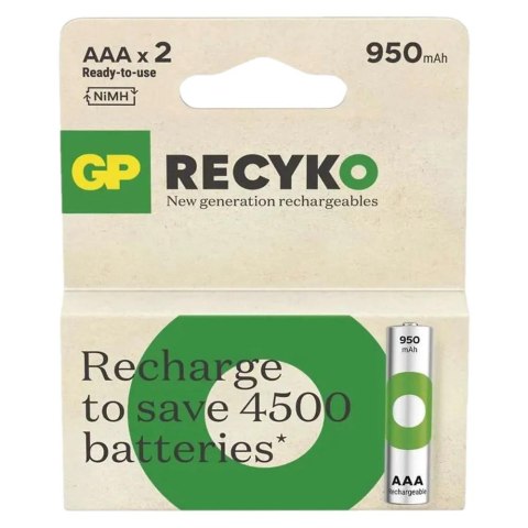 Akumulatorki AAA/R03 GP ReCyko Ni-MH 950mAh - 2 sztuki GP Akumulatorki AAA/R03 GP ReCyko Ni-MH 950mAh - 2 sztuki GP