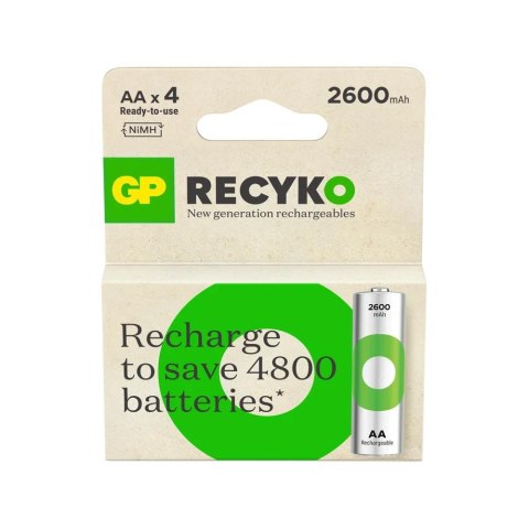 Akumulatorki AA/R6 GP ReCyko Ni-MH 2600mAh - 4 sztuki GP Akumulatorki AA/R6 GP ReCyko Ni-MH 2600mAh - 4 sztuki GP