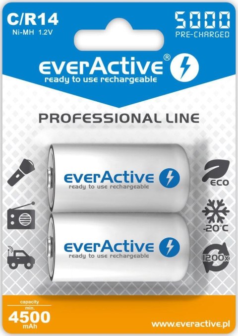 Akumulatorki C/R14 everActive Professional Line 5000 mAh 2 sztuki Everactive Akumulatorki C/R14 everActive Professional Line 5000 mAh 2 sztuki Everactive