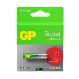 Bateria alkaliczna AAA/LR03 GP ReCyko Super alkaline G-TECH - 6 sztuk GP