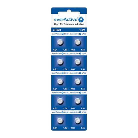 Bateria alkaliczna mini everActive AG1 G1 LR621 LR60 - blister 10 sztuk Everactive Bateria alkaliczna mini everActive AG1 G1 LR621 LR60 - blister 10 sztuk Everactive