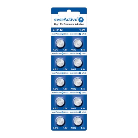 Bateria alkaliczna mini everActive AG12 G12 LR1142 LR43 - blister 10 sztuk Everactive Bateria alkaliczna mini everActive AG12 G12 LR1142 LR43 - blister 10 sztuk Everactive