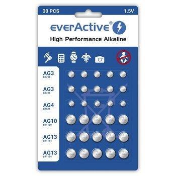 Baterie alkaliczne mini everActive 10 x G3 / LR41, 5 x G4 / LR626, 5 x G10 / LR1130, 10 x G13 / LR1154 zestaw 30 sztuk Everactive Baterie alkaliczne mini everActive 10 x G3 / LR41, 5 x G4 / LR626, 5 x G10 / LR1130, 10 x G13 / LR1154 zestaw 30 sztuk Everactive