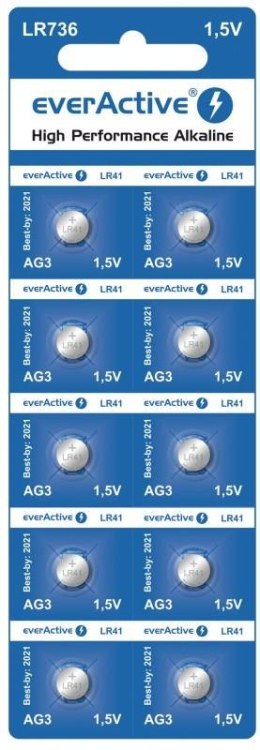Baterie alkaliczne mini everActive G3 LR736 LR41 10 sztuk Everactive