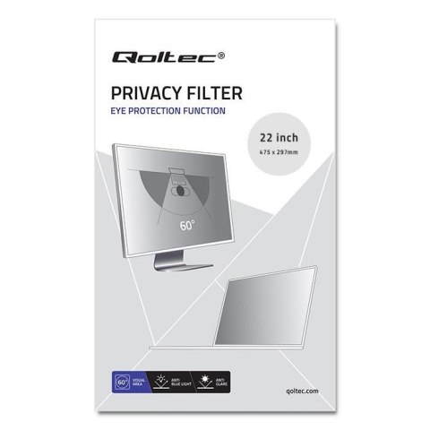 Filtr prywatyzujący RODO Qoltec 22" (16:10) Qoltec Filtr prywatyzujący RODO Qoltec 22" (16:10) Qoltec