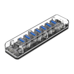 HUB USB-A Orico F7U-U3-CR-BP Aktywny 7x USB-A 5Gbps przezroczysty ORICO