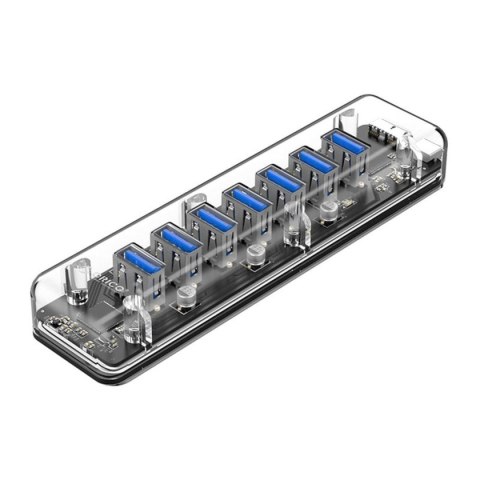 HUB USB-A Orico F7U-U3-CR-BP Aktywny 7x USB-A 5Gbps przezroczysty ORICO HUB USB-A Orico F7U-U3-CR-BP Aktywny 7x USB-A 5Gbps przezroczysty ORICO