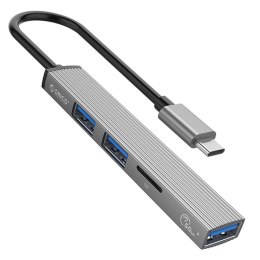 Hub USB-C, czytnik kart Orico AH-12F-GY-BP 3xUSB-A 3.1 Gen1, 5Gbps, alu ORICO
